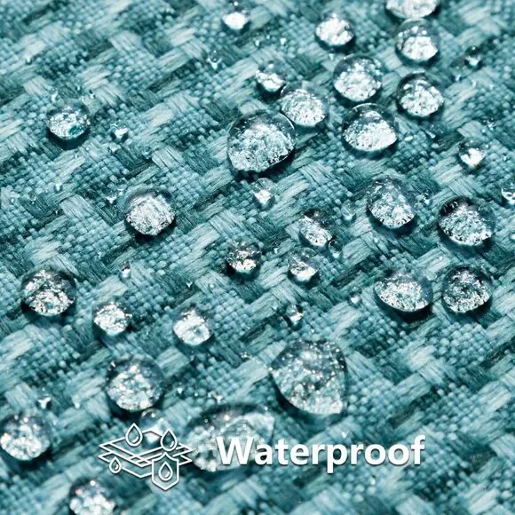 ✨ Kevin Textile Outdoor Waterproof Pillow Covers, Teal Checkered 20x20, Set of 2 - Picture 4 of 10